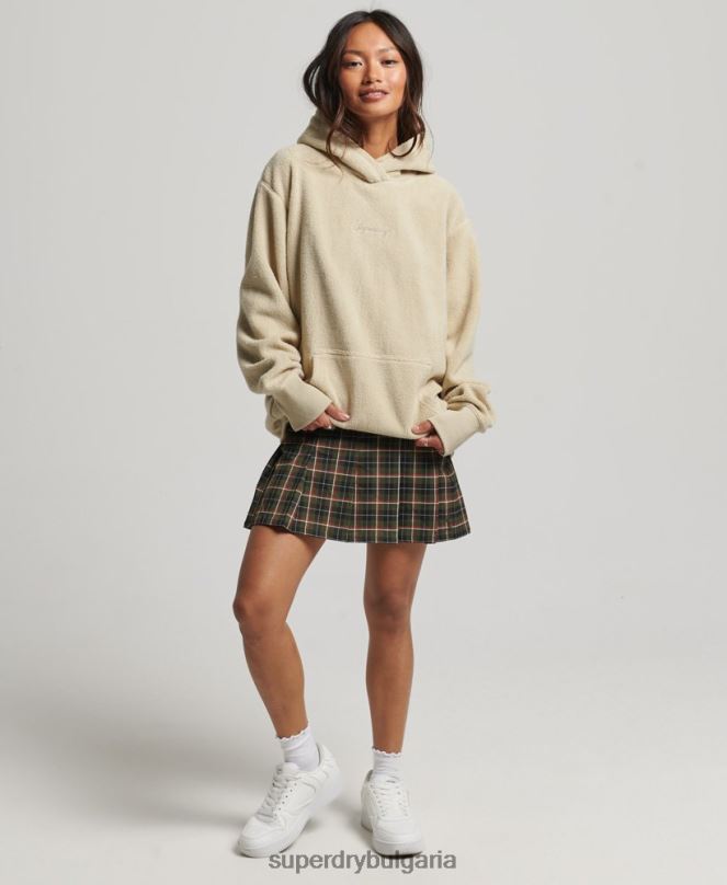 Superdry облекло N00H5872 бежово Жени голям суичър с графичен полар