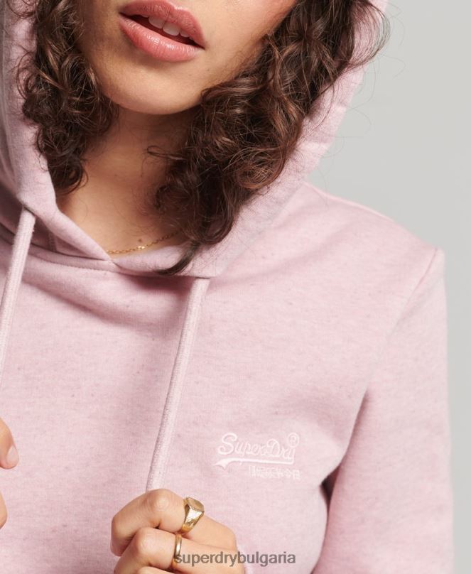 Superdry облекло N00H5876 розово Жени качулка с ретро лого от органичен памук
