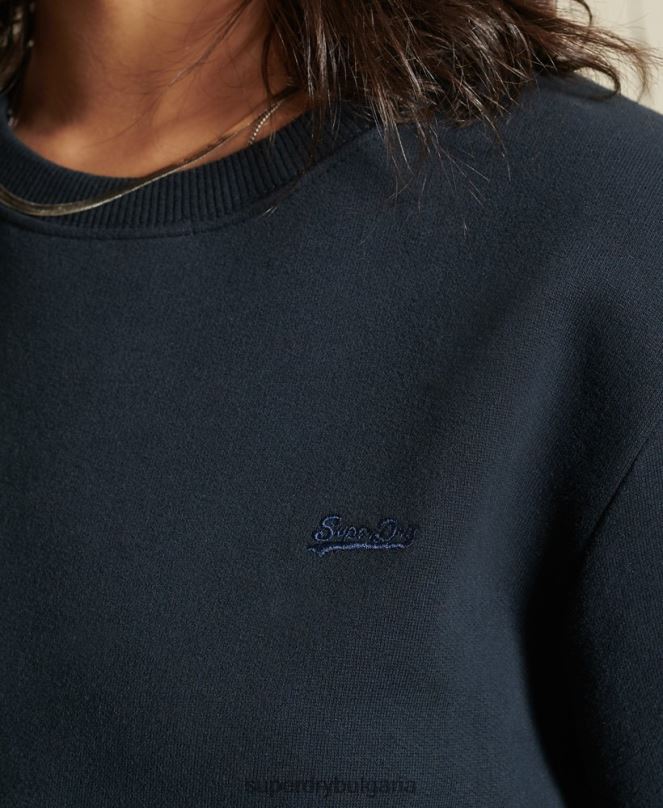 Superdry облекло N00H5877 военноморски флот Жени Големи суитшърт с ретро лого от органичен памук