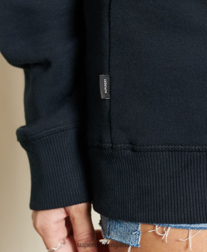 Superdry облекло N00H5877 военноморски флот Жени Големи суитшърт с ретро лого от органичен памук