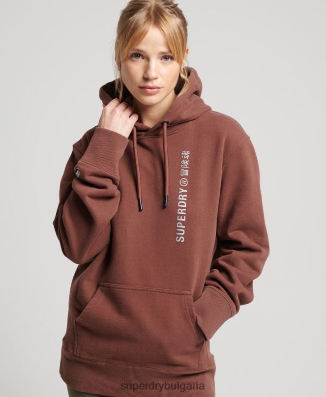 Superdry облекло N00H5882 кафяво Жени кодирана линейна широка качулка
