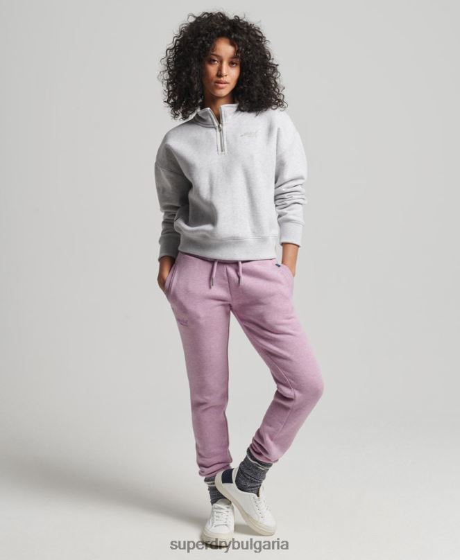 Superdry облекло N00H5883 светло сив Жени органичен памук ретро лого henley суичър