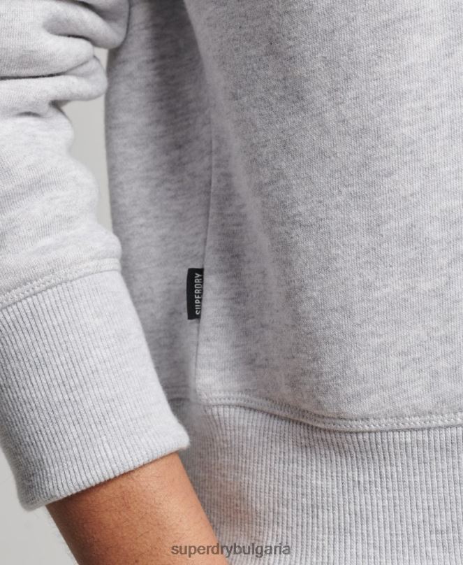 Superdry облекло N00H5883 светло сив Жени органичен памук ретро лого henley суичър