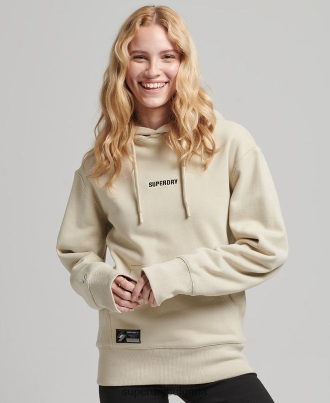 Superdry облекло N00H5884 бежово Жени качулка с микро лого