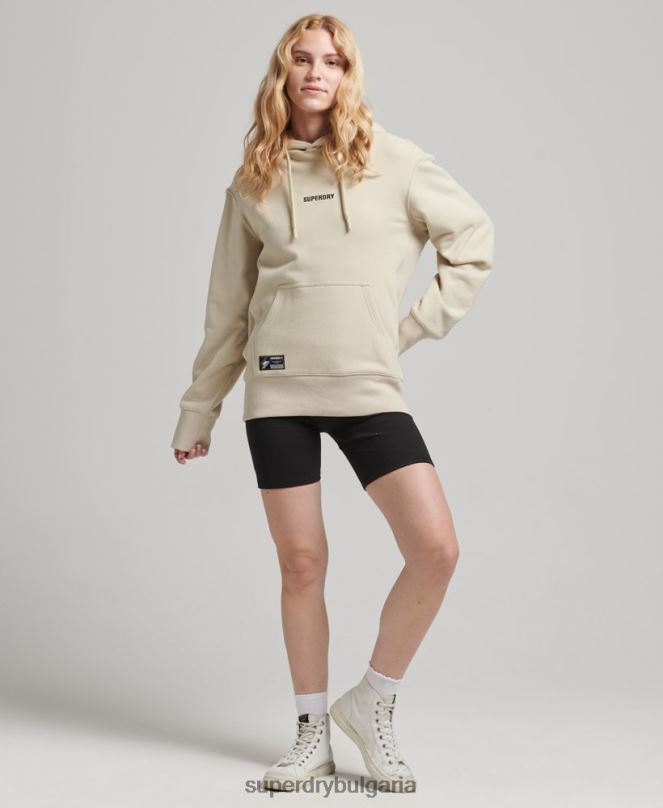 Superdry облекло N00H5884 бежово Жени качулка с микро лого
