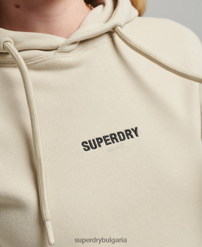 Superdry облекло N00H5884 бежово Жени качулка с микро лого