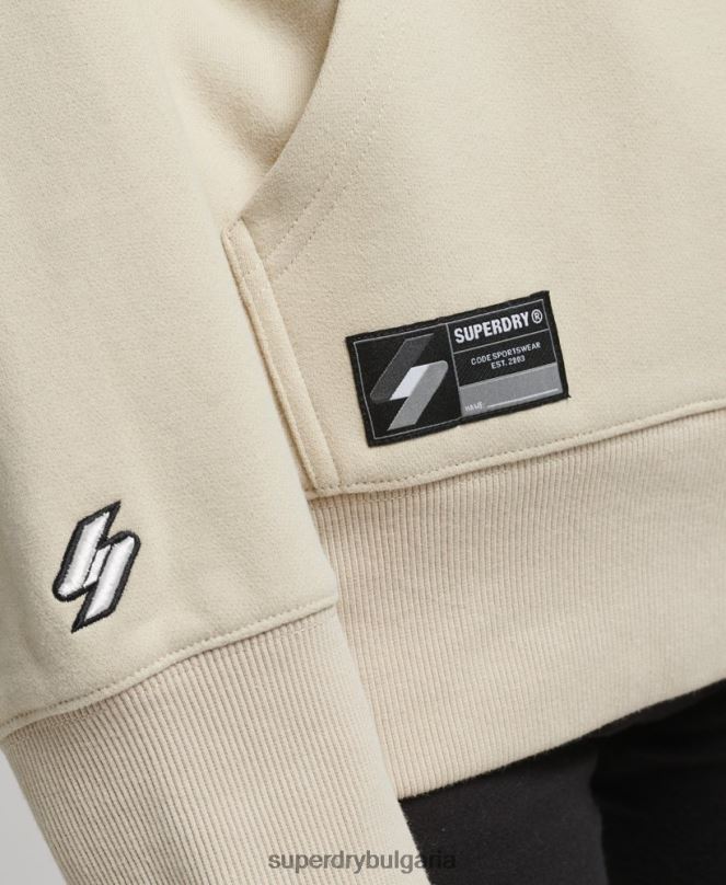 Superdry облекло N00H5884 бежово Жени качулка с микро лого