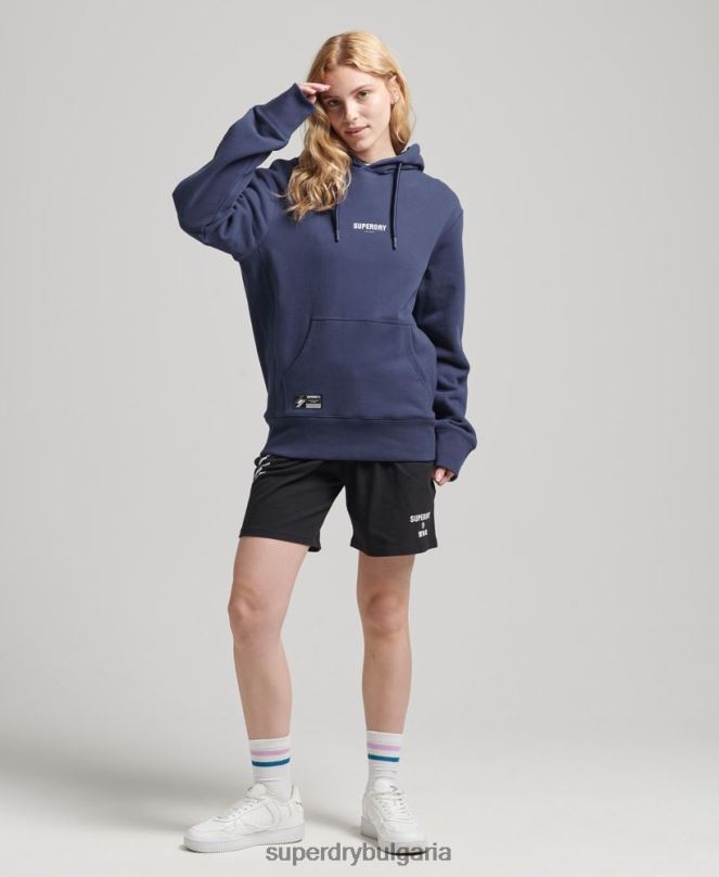 Superdry облекло N00H5885 военноморски флот Жени качулка с микро лого