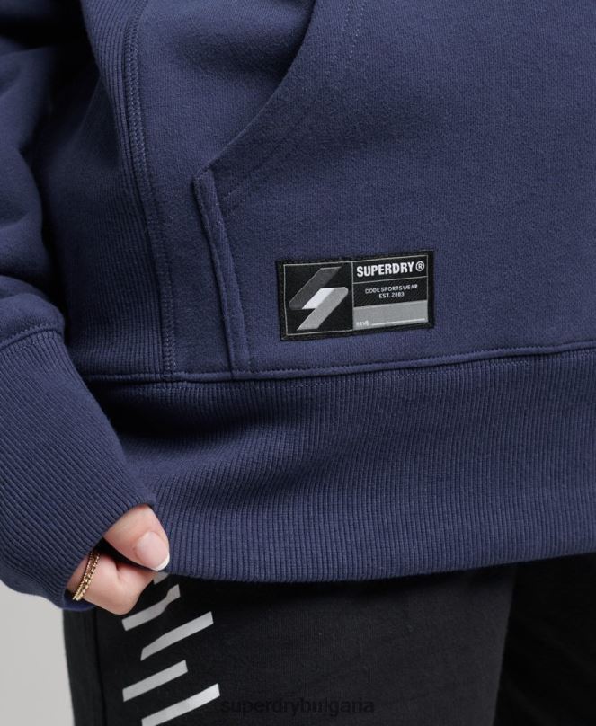 Superdry облекло N00H5885 военноморски флот Жени качулка с микро лого