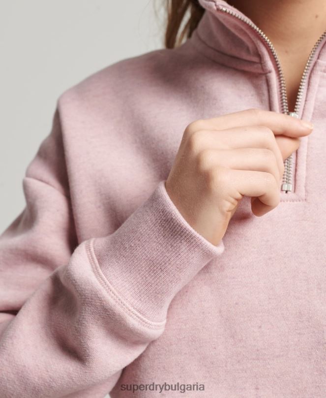 Superdry облекло N00H5886 розово Жени органичен памук ретро лого henley суичър