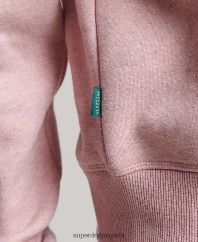 Superdry облекло N00H5886 розово Жени органичен памук ретро лого henley суичър