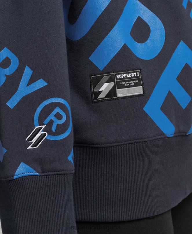 Superdry облекло N00H5887 военноморски флот Жени основно лого върху целия суитшърт на print crew