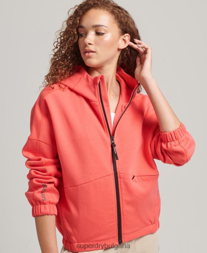 Superdry облекло N00H5888 корал Жени суичър с цип код тек