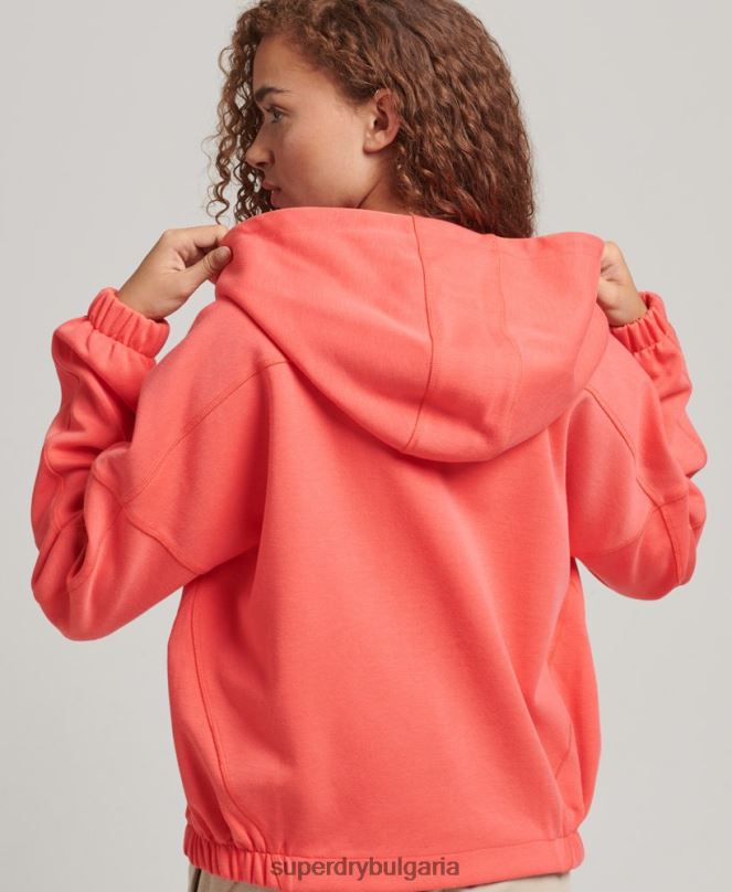 Superdry облекло N00H5888 корал Жени суичър с цип код тек