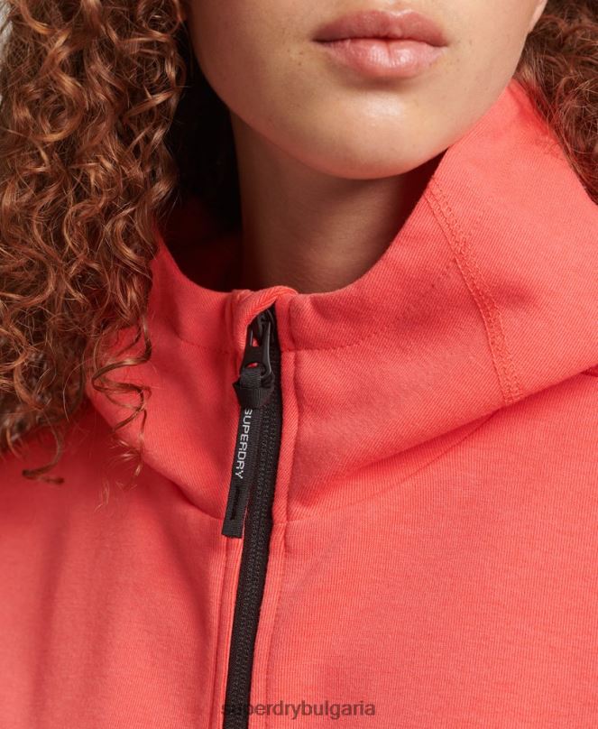Superdry облекло N00H5888 корал Жени суичър с цип код тек