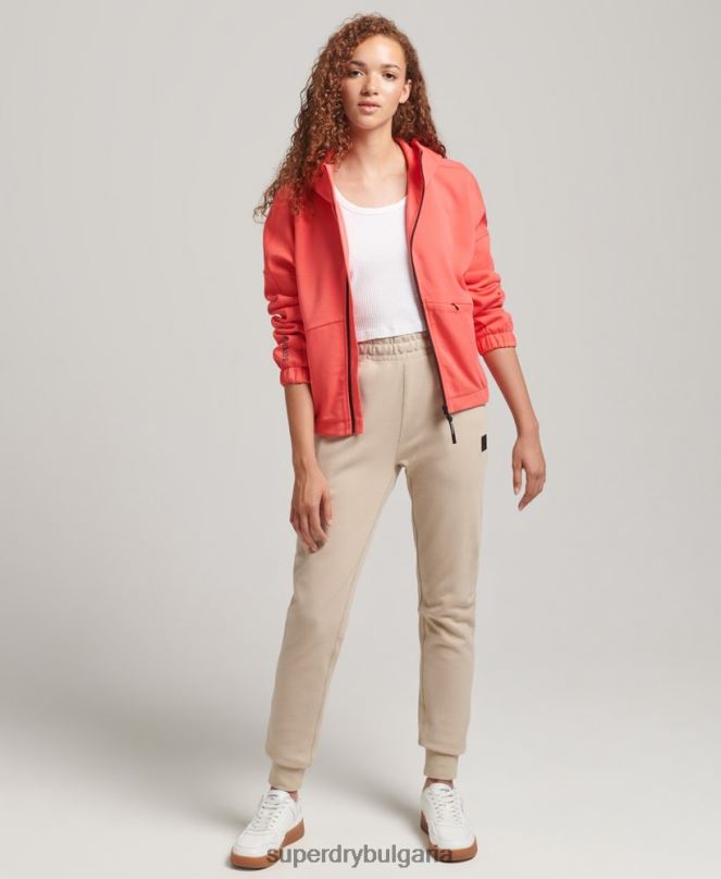 Superdry облекло N00H5888 корал Жени суичър с цип код тек