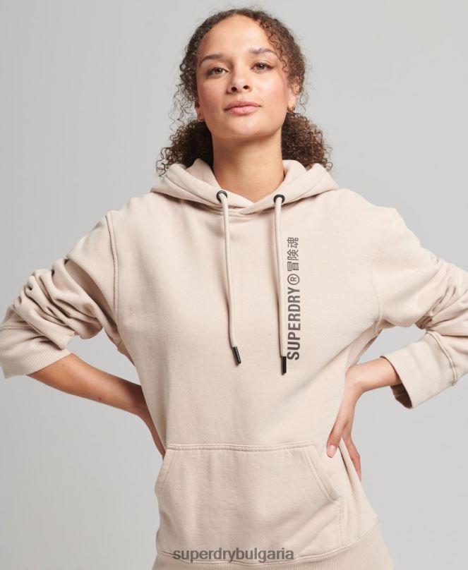 Superdry облекло N00H5889 бежово Жени кодирана линейна широка качулка