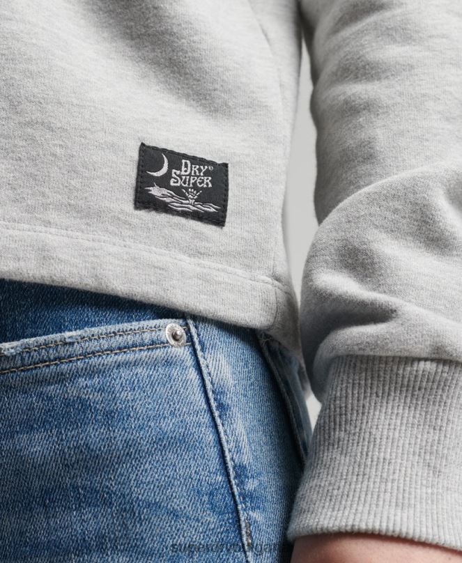 Superdry облекло N00H5890 светло сив Жени ретро качулка за сърф ranchero