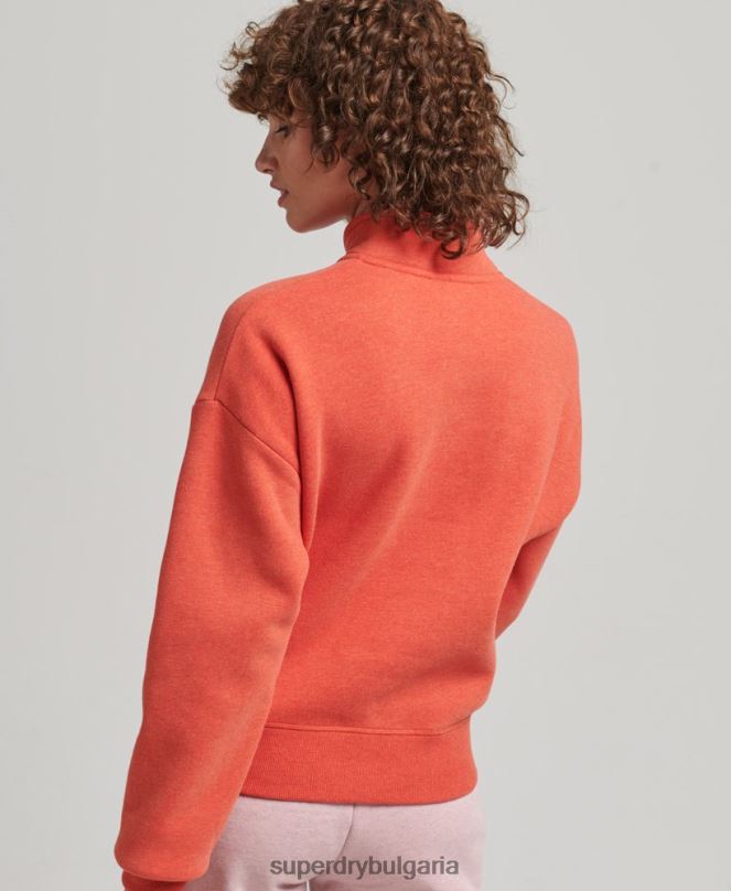 Superdry облекло N00H5891 оранжево Жени органичен памук ретро лого henley суичър