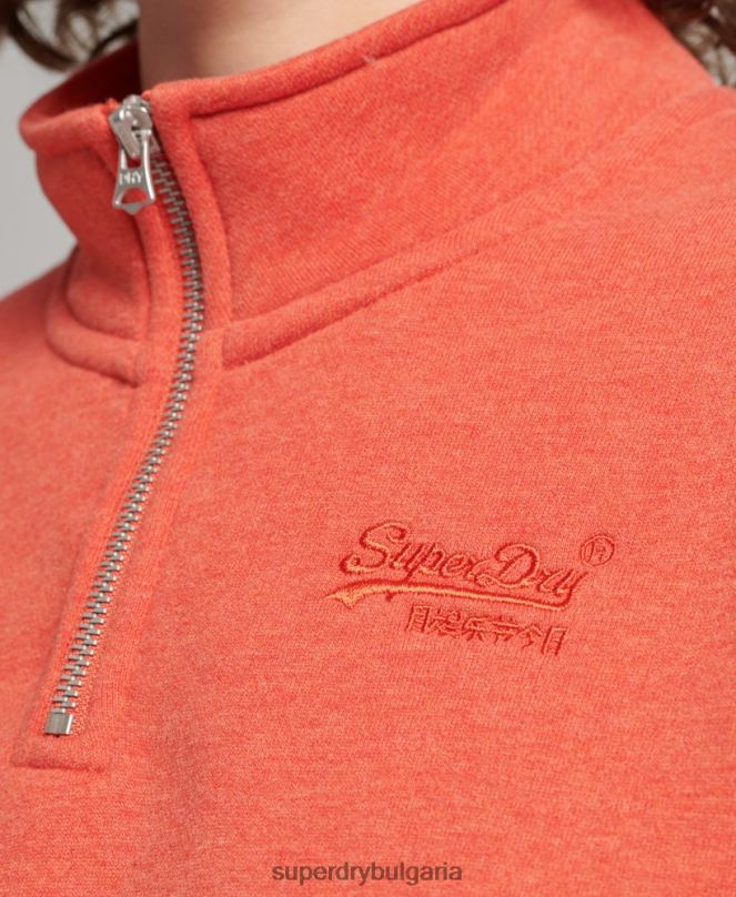 Superdry облекло N00H5891 оранжево Жени органичен памук ретро лого henley суичър