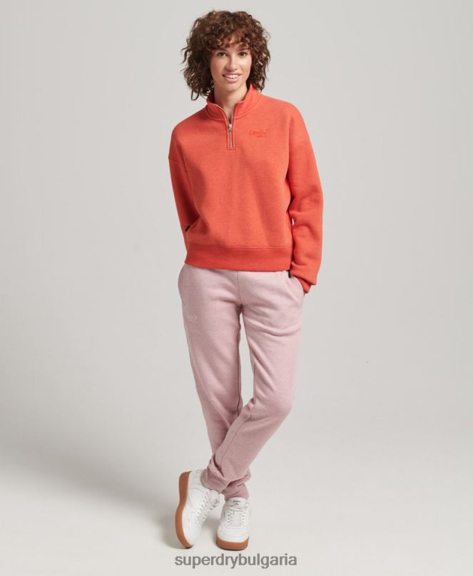 Superdry облекло N00H5891 оранжево Жени органичен памук ретро лого henley суичър