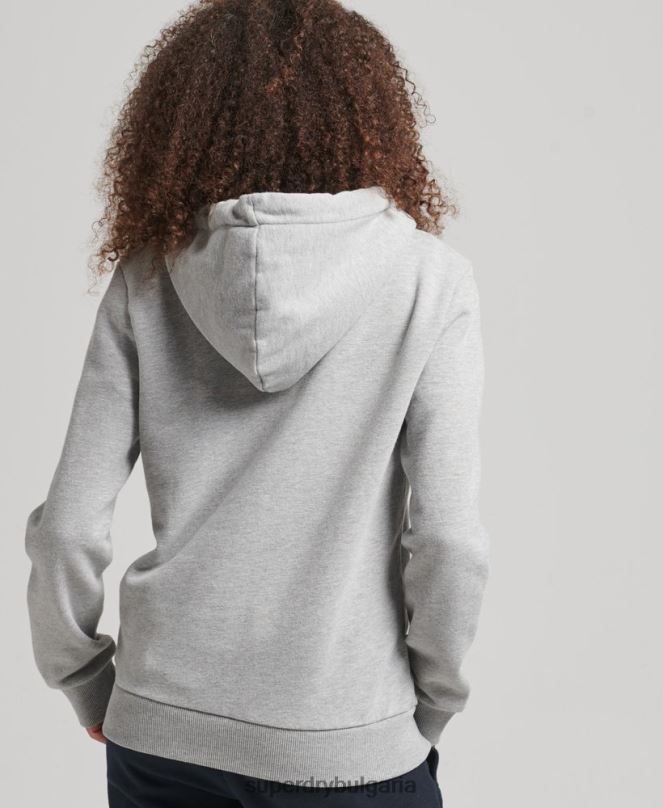 Superdry облекло N00H5892 сиво Жени качулка с графично лого на дъгата