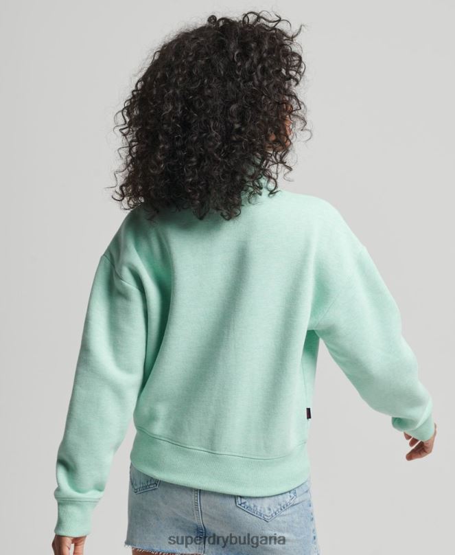 Superdry облекло N00H5893 зелено Жени органичен памук ретро лого henley суичър