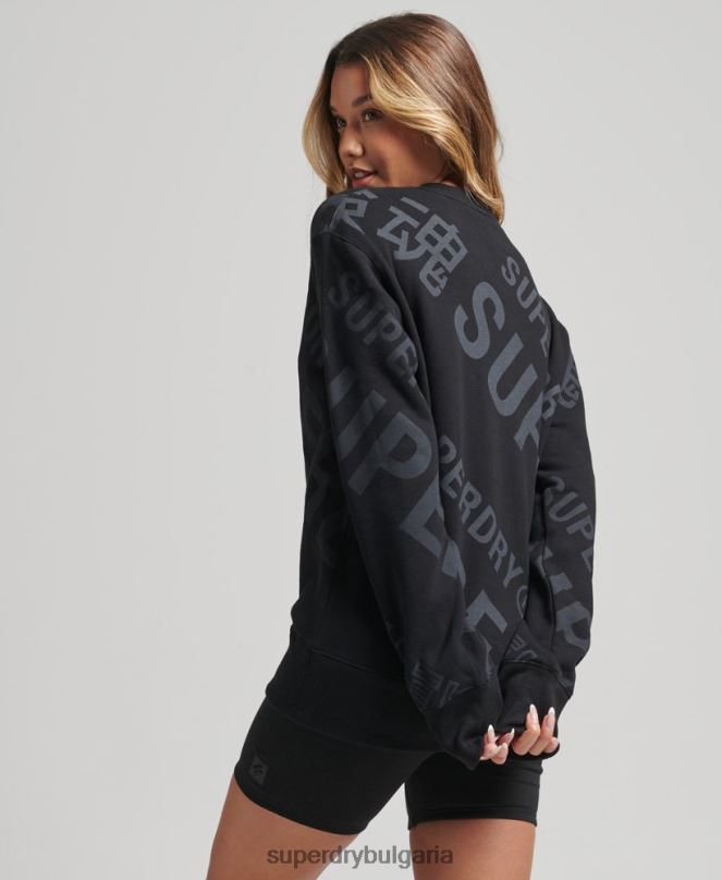 Superdry облекло N00H5896 черен Жени основно лого върху целия суитшърт на print crew