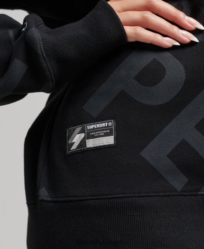 Superdry облекло N00H5896 черен Жени основно лого върху целия суитшърт на print crew
