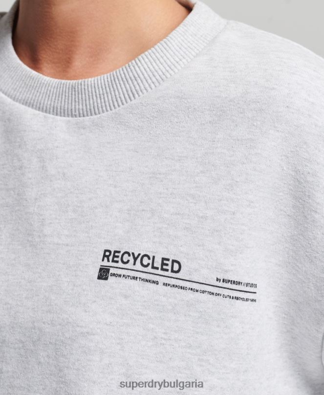 Superdry облекло N00H5901 светло сив Жени рециклиран микро горен суитшърт crew
