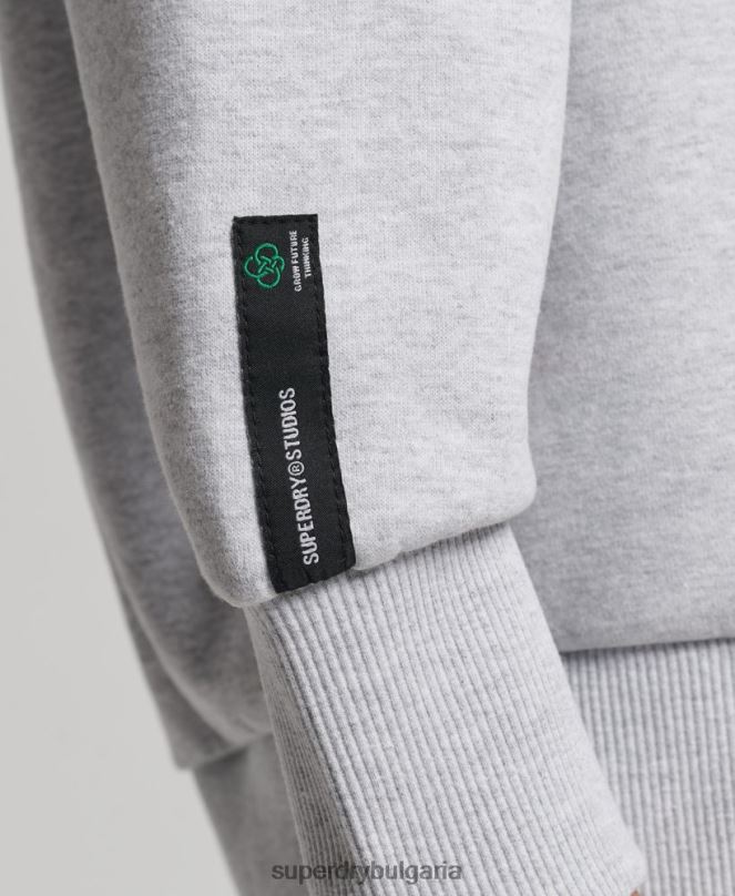 Superdry облекло N00H5901 светло сив Жени рециклиран микро горен суитшърт crew