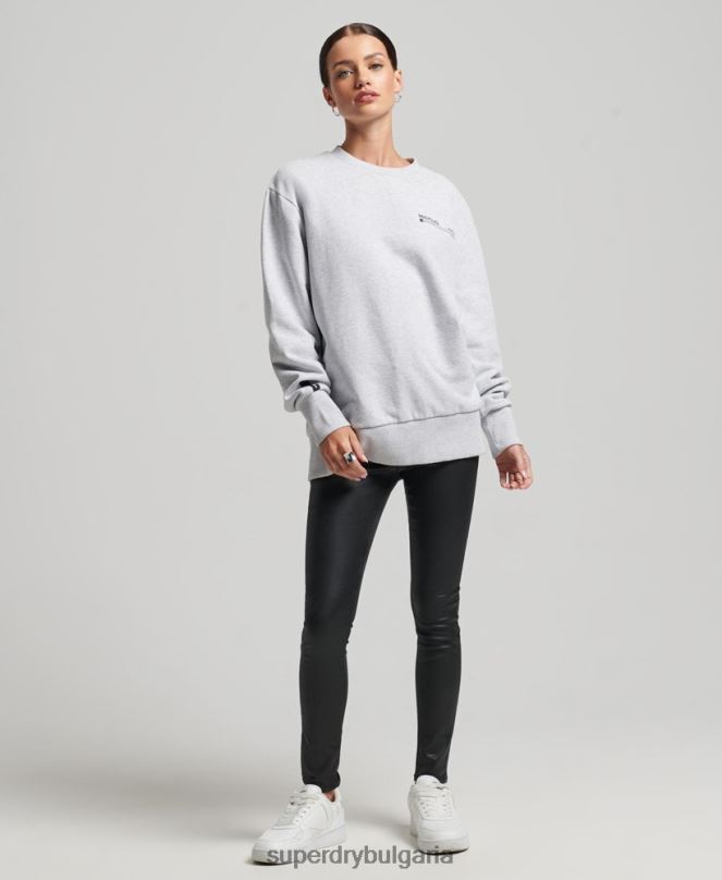 Superdry облекло N00H5901 светло сив Жени рециклиран микро горен суитшърт crew