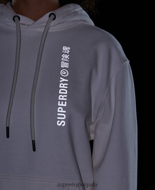Superdry облекло N00H5904 бяло Жени кодирана линейна широка качулка