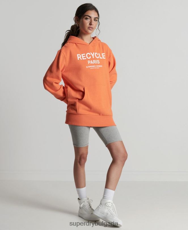 Superdry облекло N00H5905 оранжево Жени рециклирана градска качулка