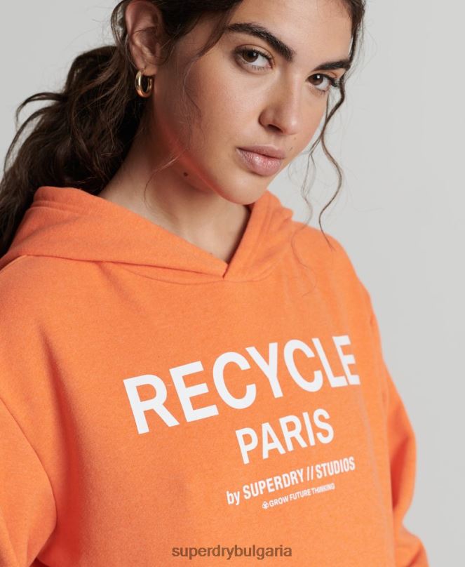 Superdry облекло N00H5905 оранжево Жени рециклирана градска качулка