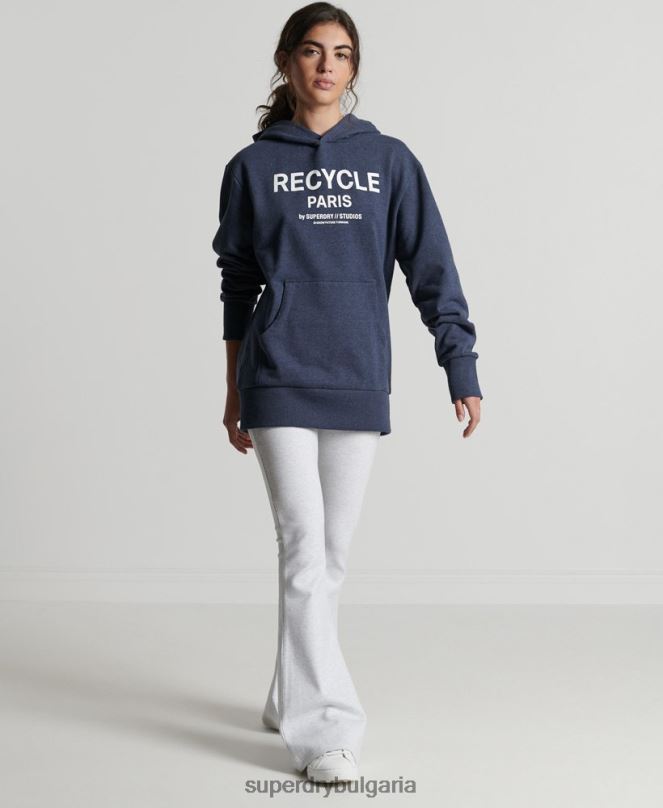 Superdry облекло N00H5906 син Жени рециклирана градска качулка