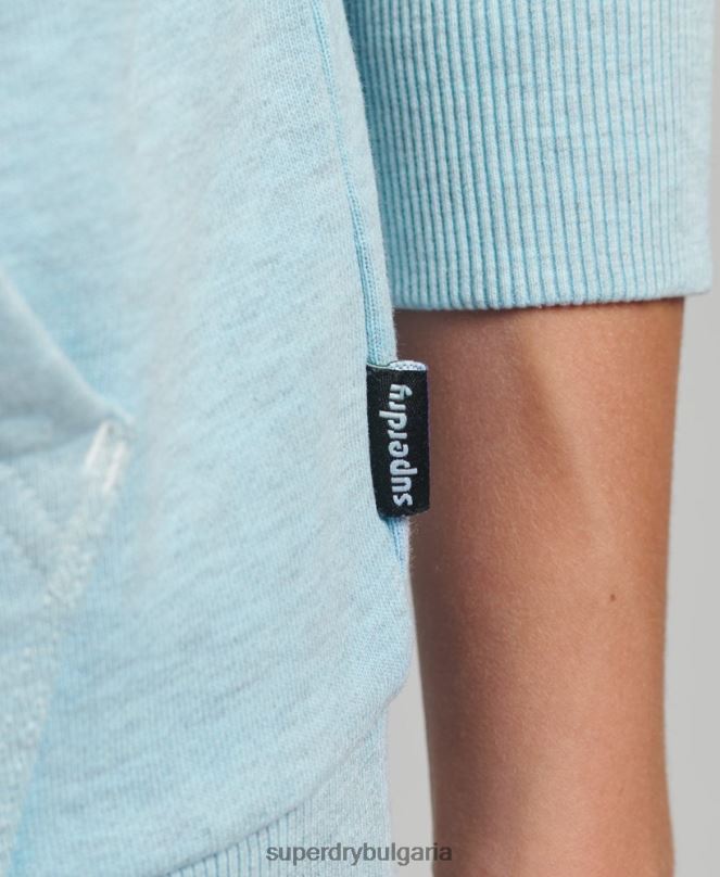 Superdry облекло N00H5907 светло синьо Жени Худи с теренна графика от 90-те