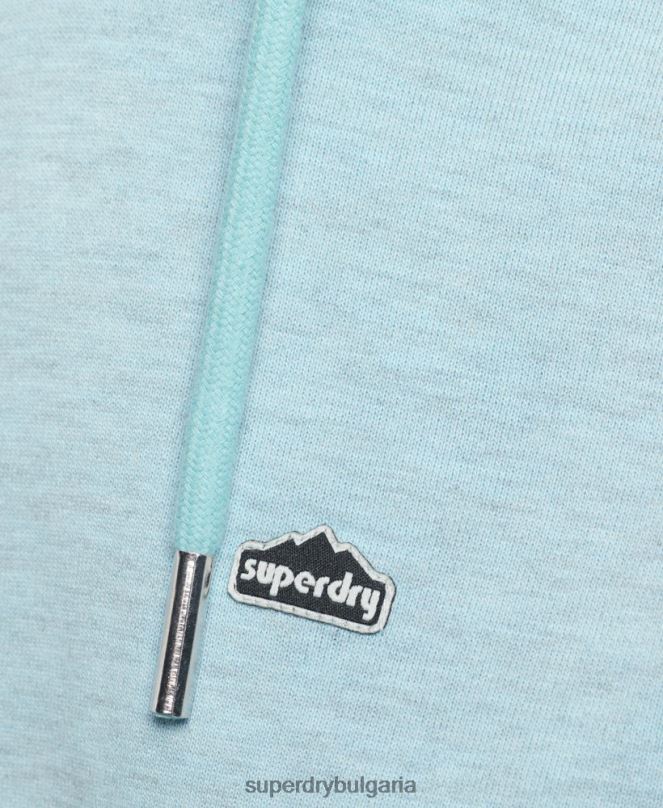 Superdry облекло N00H5907 светло синьо Жени Худи с теренна графика от 90-те