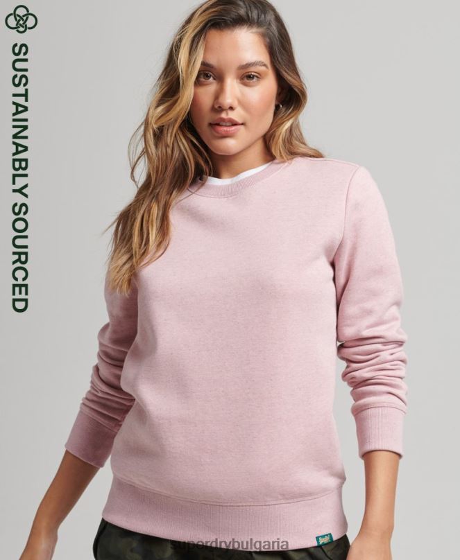 Superdry облекло N00H5916 розово Жени органичен памук есенциален лого екипаж суичър