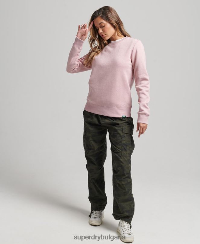 Superdry облекло N00H5916 розово Жени органичен памук есенциален лого екипаж суичър