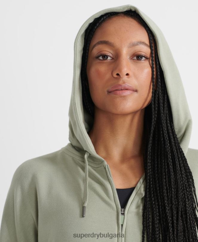 Superdry облекло N00H5917 зелено Жени суичър с гъвкав цип
