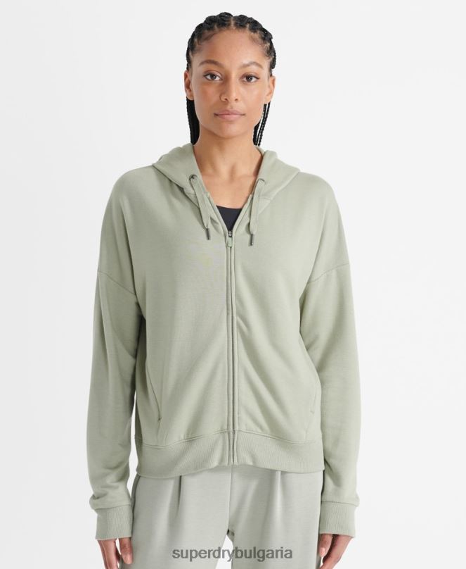 Superdry облекло N00H5917 зелено Жени суичър с гъвкав цип