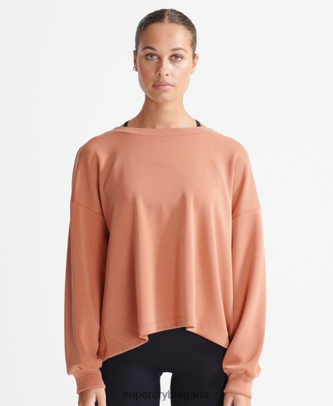Superdry облекло N00H5918 кафяво Жени гъвкав спокоен суичър за екипажа