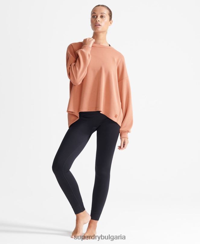 Superdry облекло N00H5918 кафяво Жени гъвкав спокоен суичър за екипажа