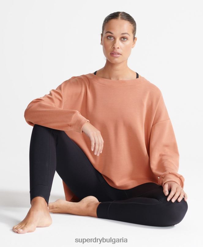 Superdry облекло N00H5918 кафяво Жени гъвкав спокоен суичър за екипажа