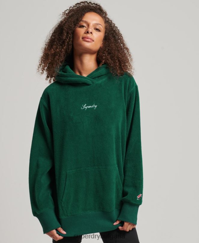 Superdry облекло N00H5919 зелено Жени голям суичър с графичен полар