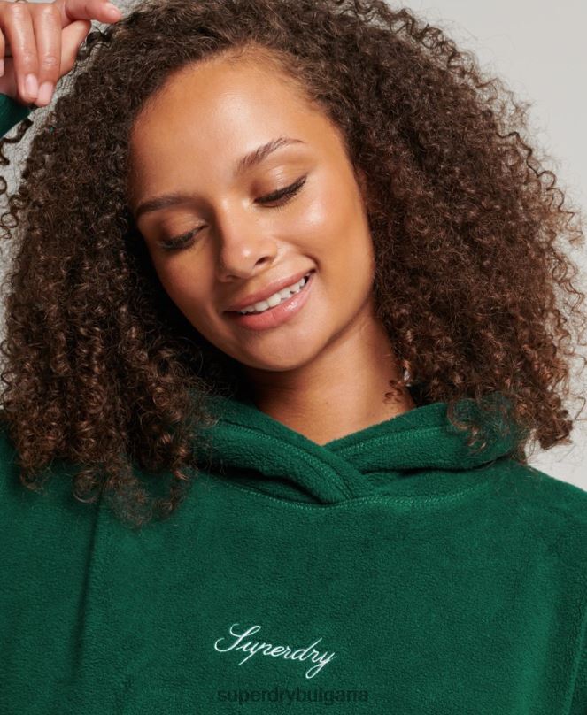 Superdry облекло N00H5919 зелено Жени голям суичър с графичен полар