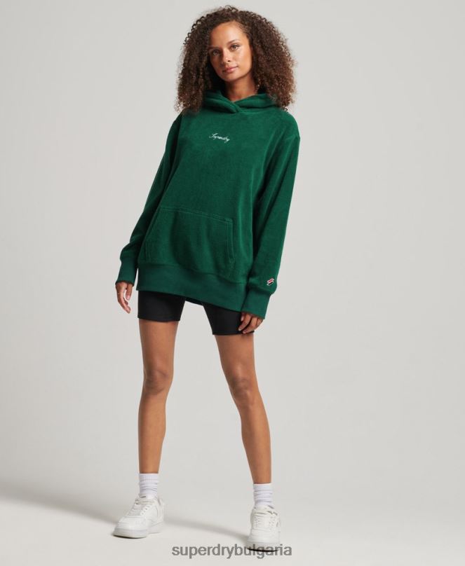Superdry облекло N00H5919 зелено Жени голям суичър с графичен полар