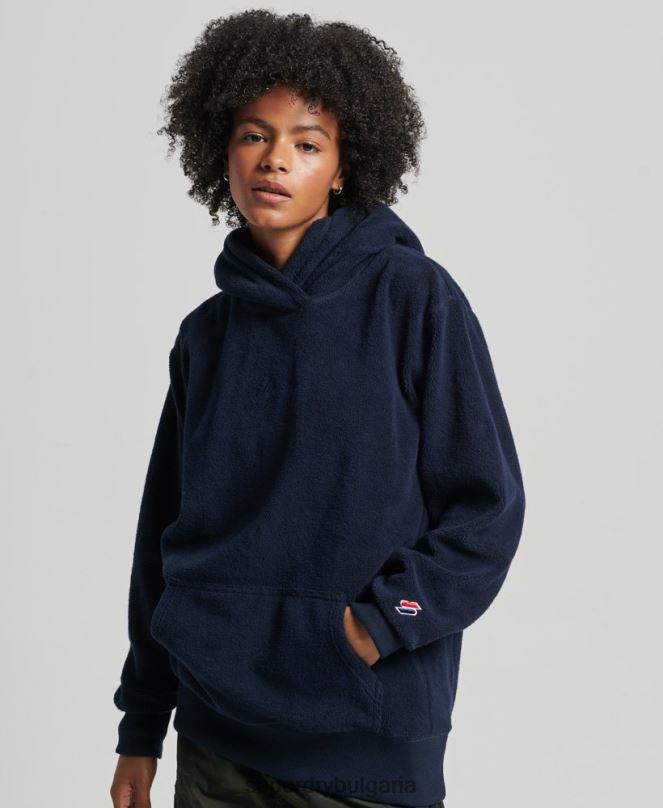 Superdry облекло N00H5920 военноморски флот Жени голям суичър с графичен полар