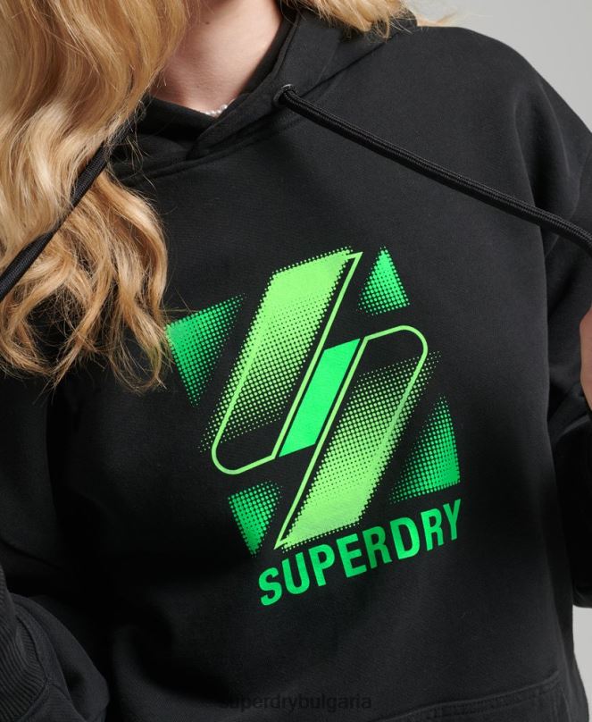 Superdry облекло N00H5923 черен Жени Голяма качулка с лого на половин тон